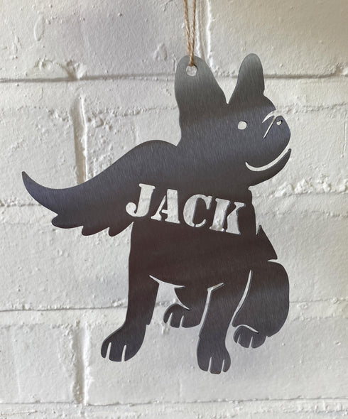 French Bulldog With Wings - Steel Sculpture